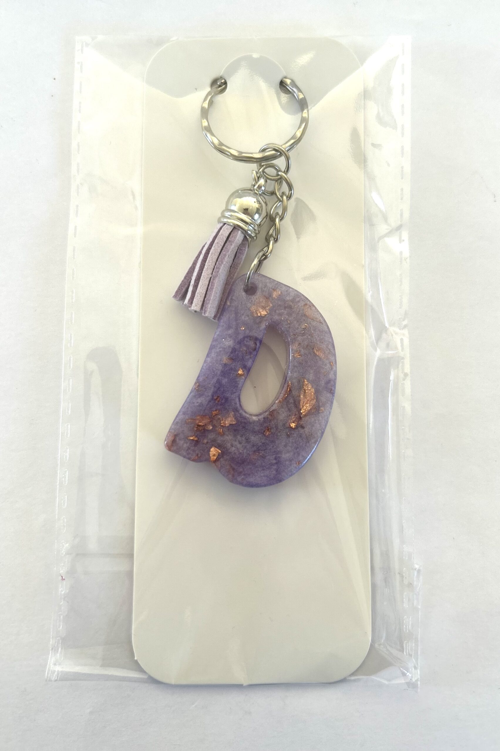 D Keyring Purple Gold Leaf
