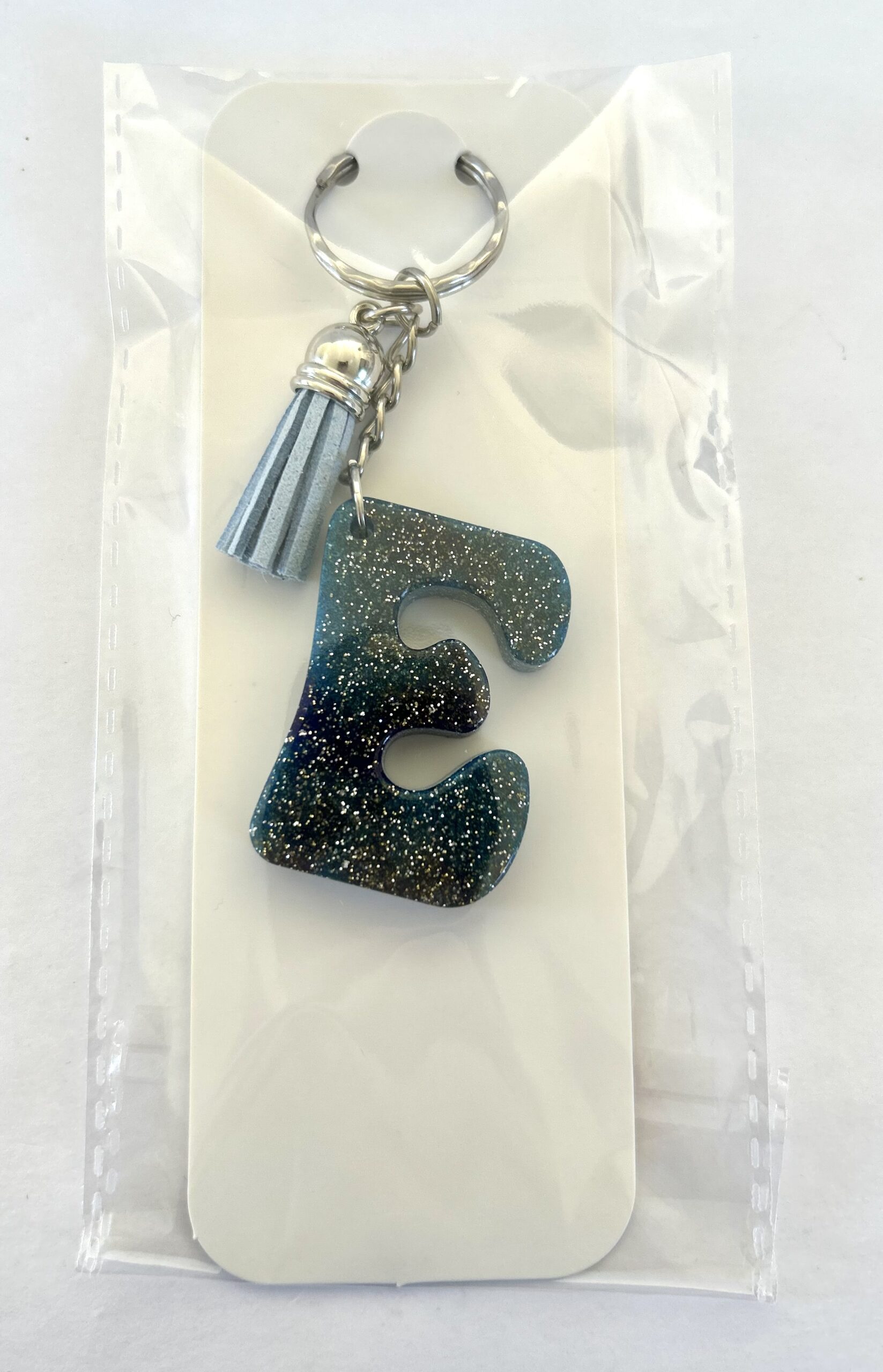 E Keyring Dark Blue & Silver