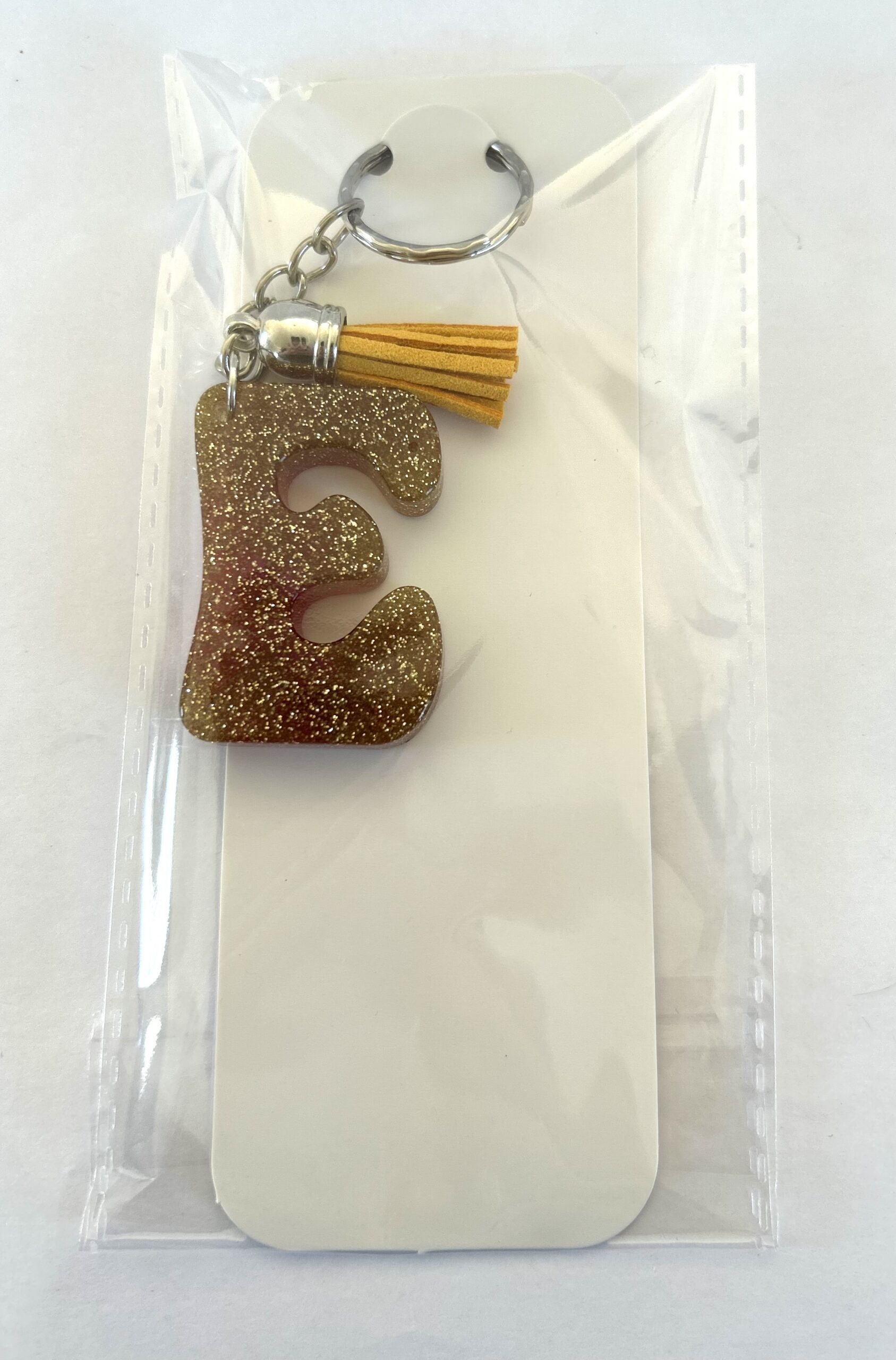 E Keyring Green Glitter