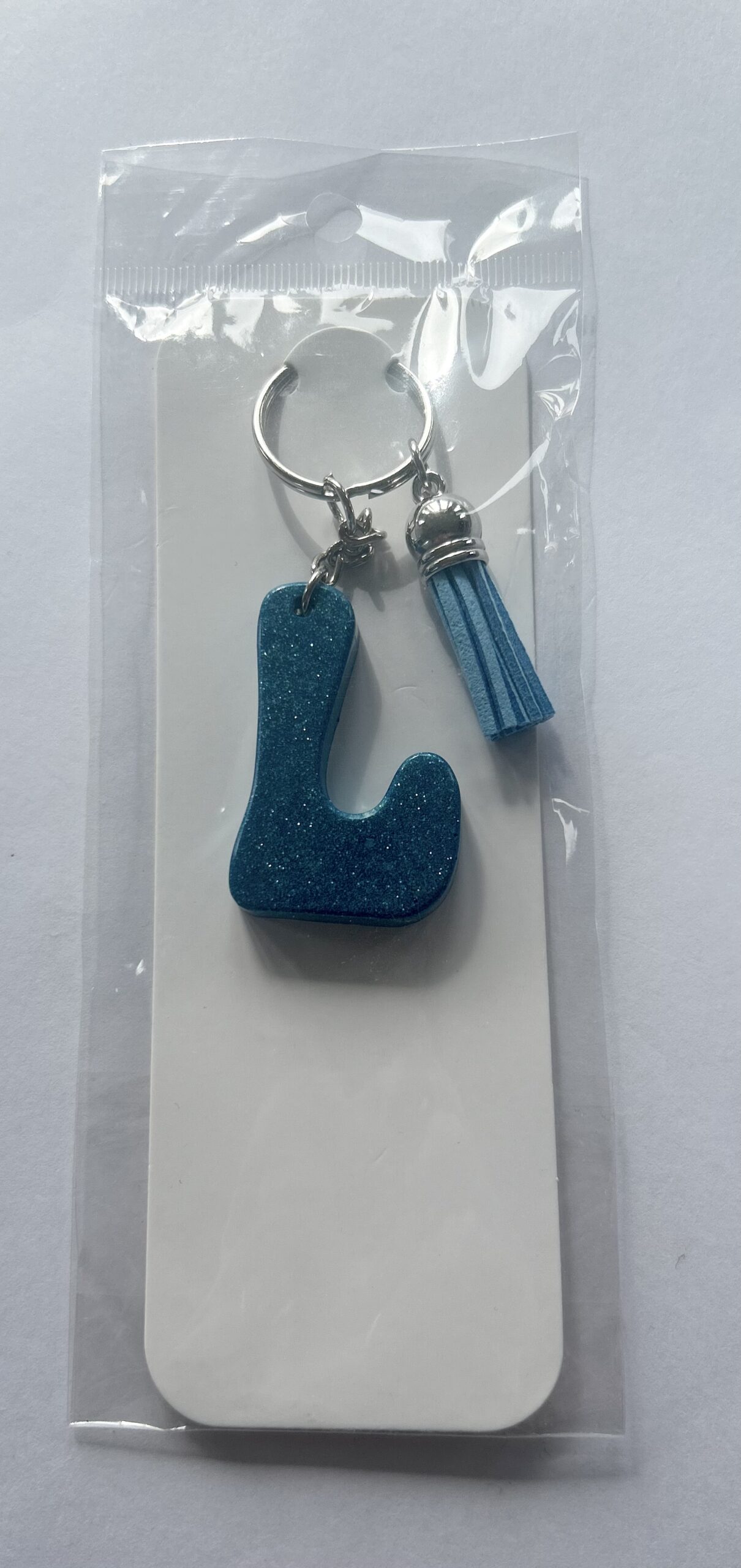 Initial L Keyring Navy Blue