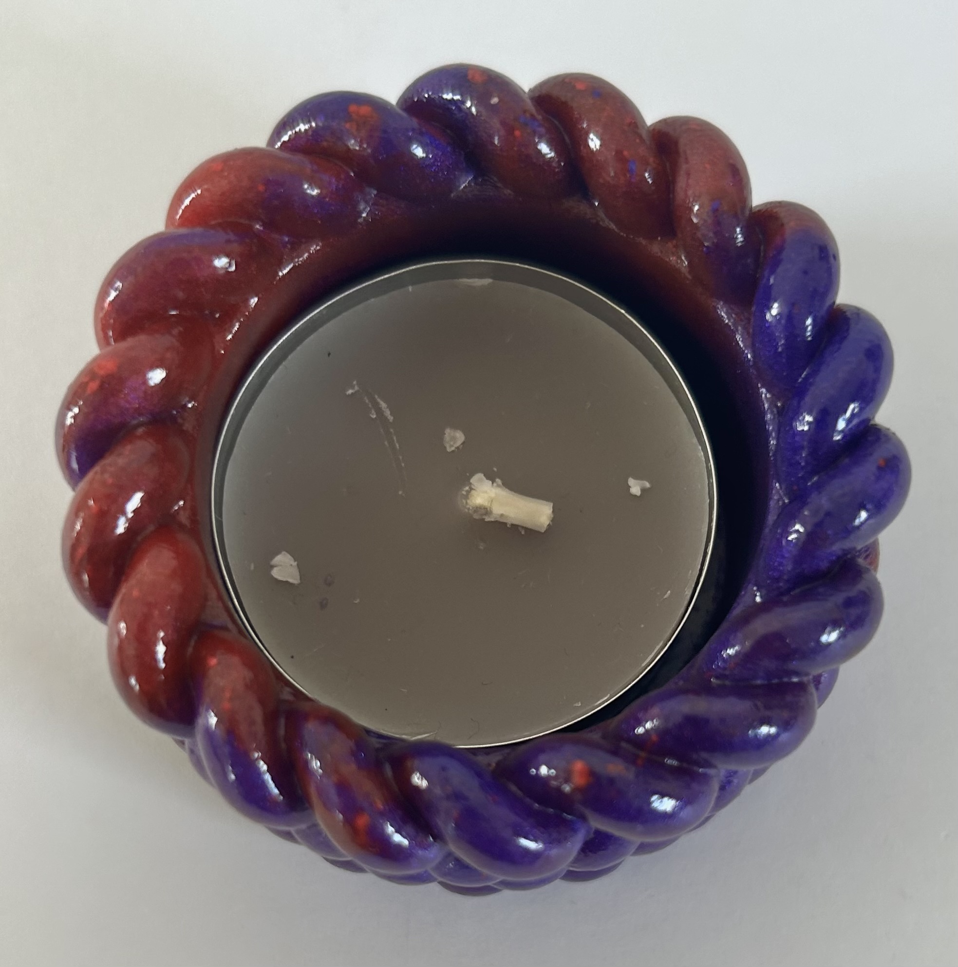 Purple & Red swrirl edged Heart Candle Holder
